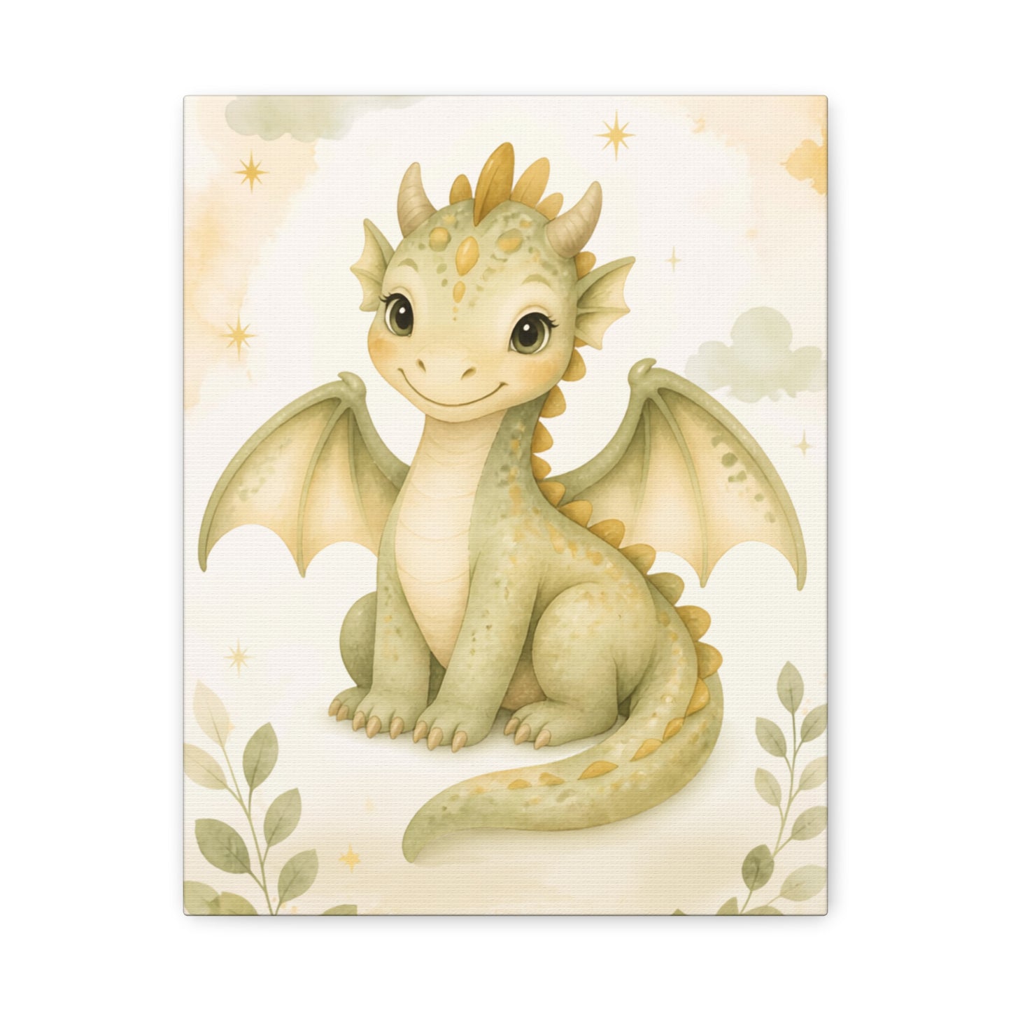 Cute Baby Dragon Canvas Wall Art for Kids