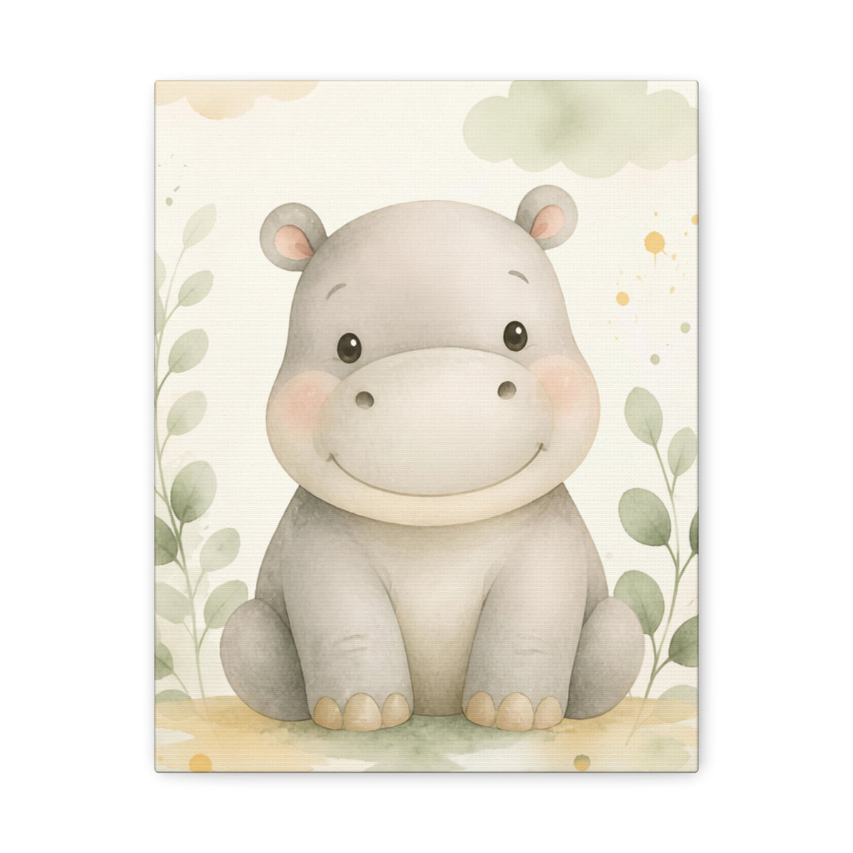 Cute Hippo Nursery Canvas Art