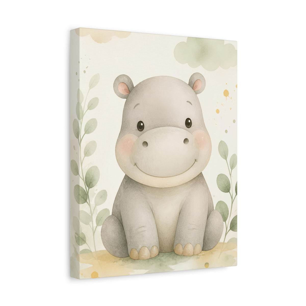 Cute Hippo Nursery Canvas Art