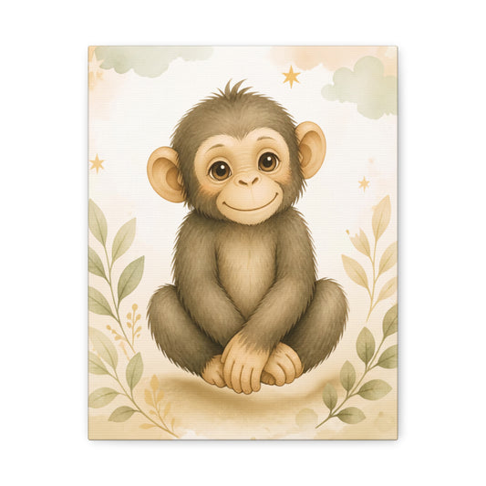 Cute Baby Chimpanzee Canvas Wall Art