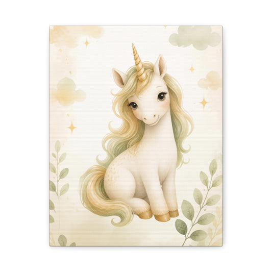 Whimsical Baby Unicorn Canvas Art