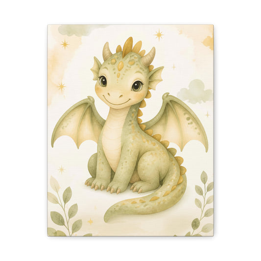 Cute Baby Dragon Canvas Wall Art for Kids