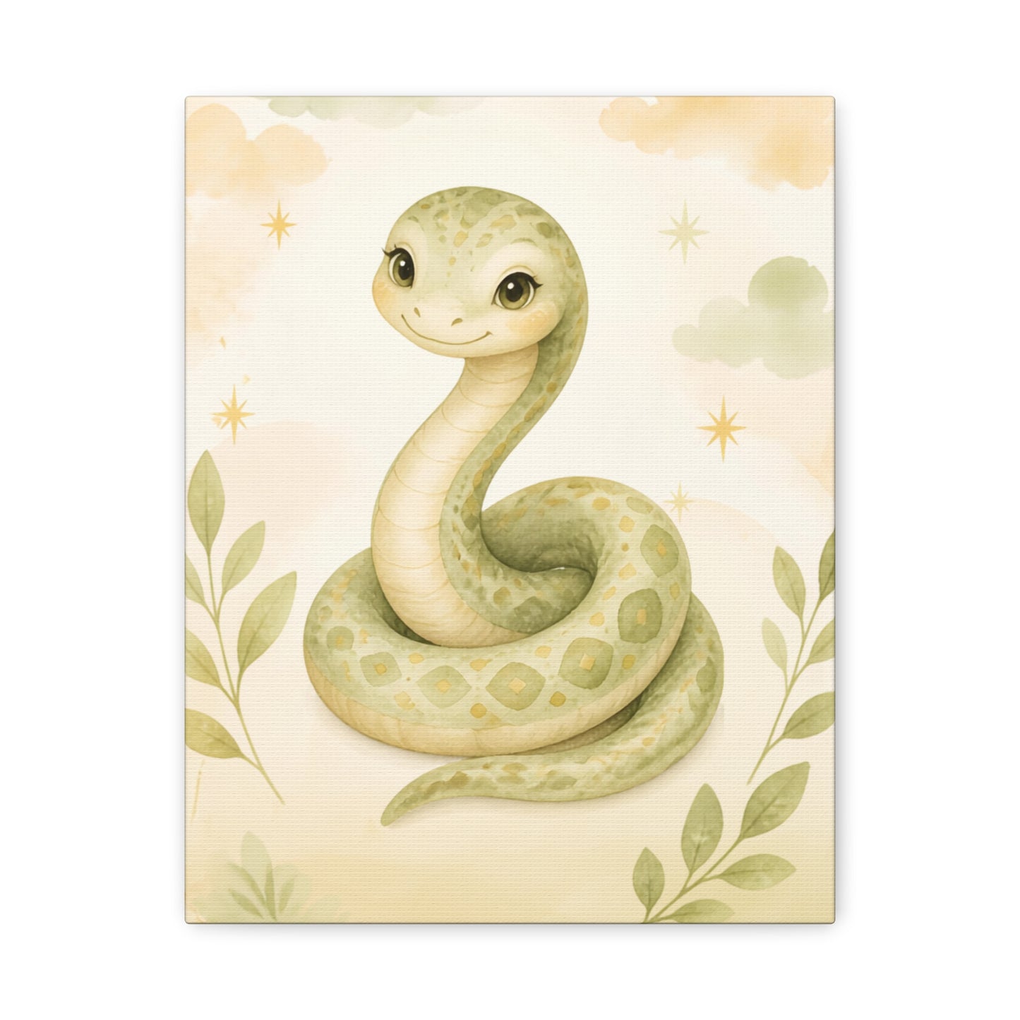 Cute Green Snake Nursery Canvas Art