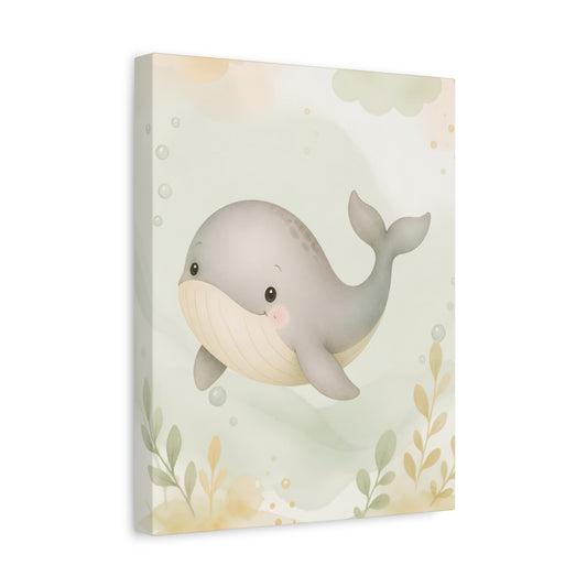 Cute Gray Whale Nursery Canvas