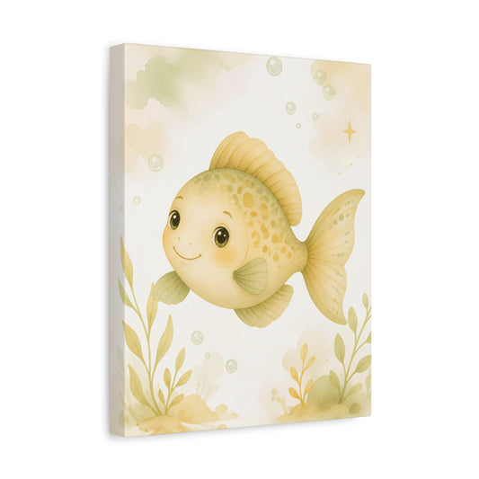 Cute Yellow Fish Canvas Wall Art
