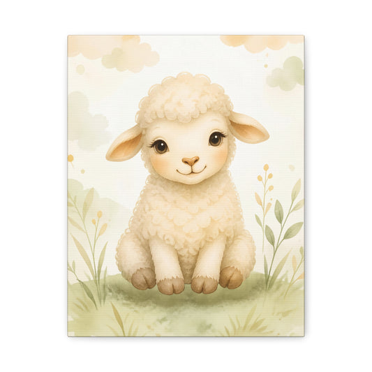 Adorable Lamb Nursery Canvas Art