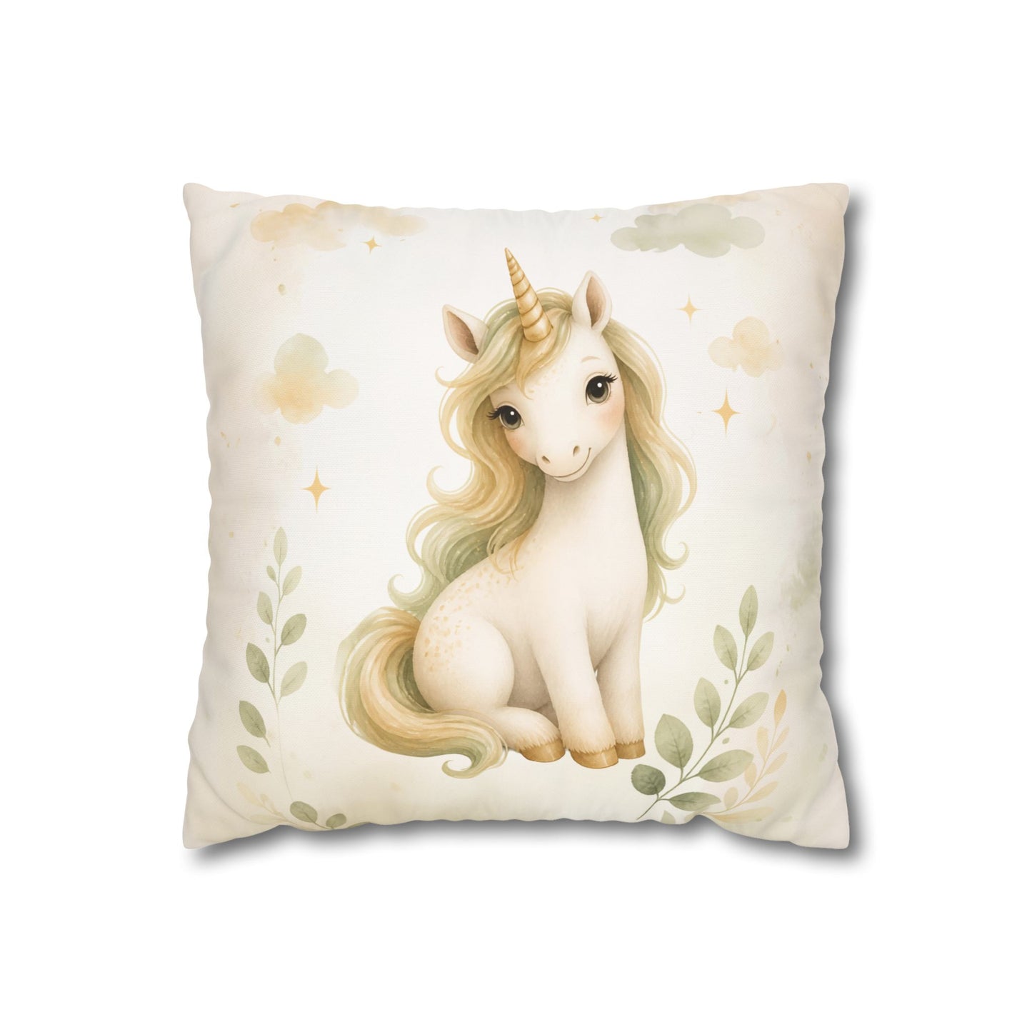 Whimsical Baby Unicorn Square Pillowcase