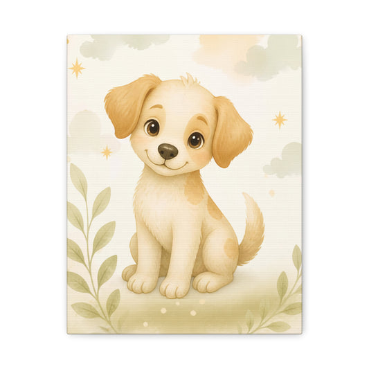 Cute Puppy Nursery Canvas Wall Art