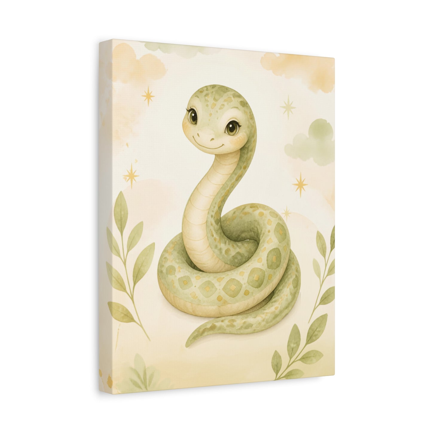 Cute Green Snake Nursery Canvas Art