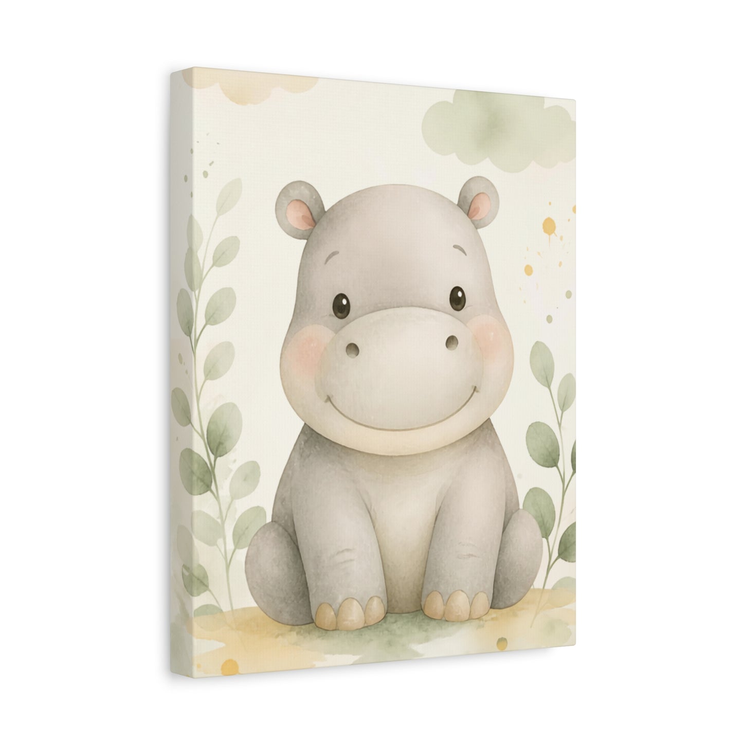 Cute Hippo Nursery Canvas Art
