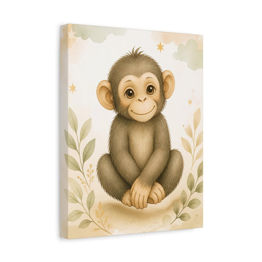 Cute Baby Chimpanzee Canvas Wall Art