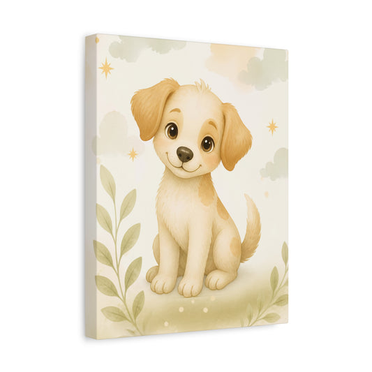 Cute Puppy Nursery Canvas Wall Art