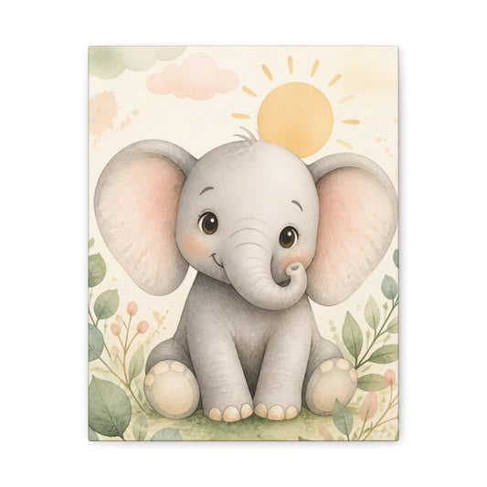 Cute Baby Elephant Canvas Wall Art