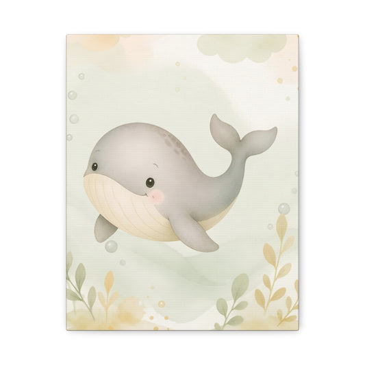 Cute Gray Whale Nursery Canvas