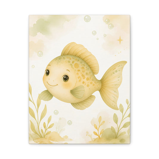 Cute Yellow Fish Canvas Wall Art
