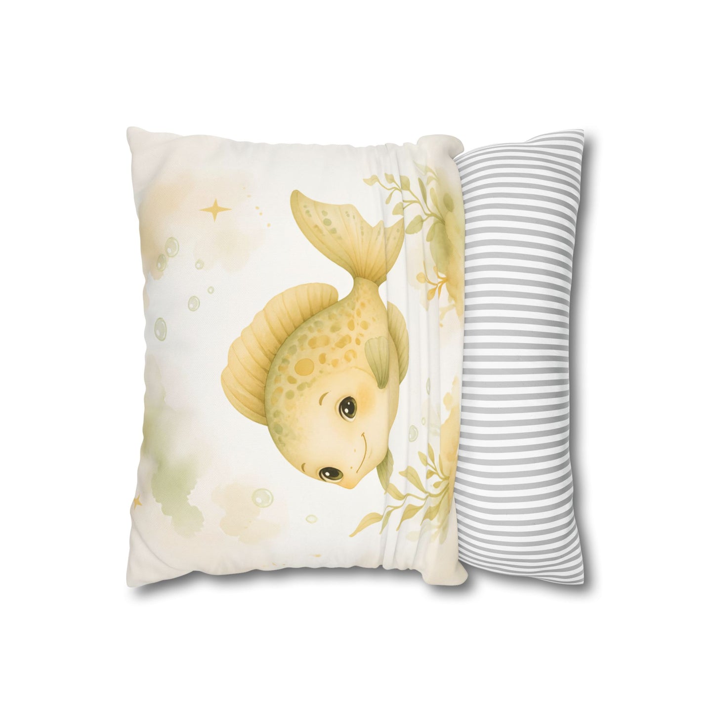Cute Yellow Fish Throw Pillowcase
