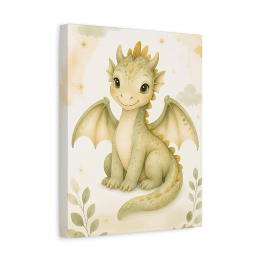 Cute Baby Dragon Canvas Wall Art for Kids